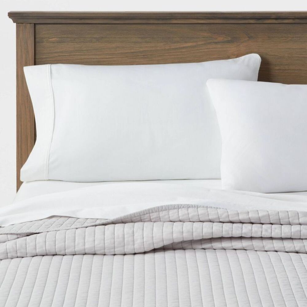Open Box - Threshold - King Washed Cotton Sateen Quilt Light Gray - Thres Gray